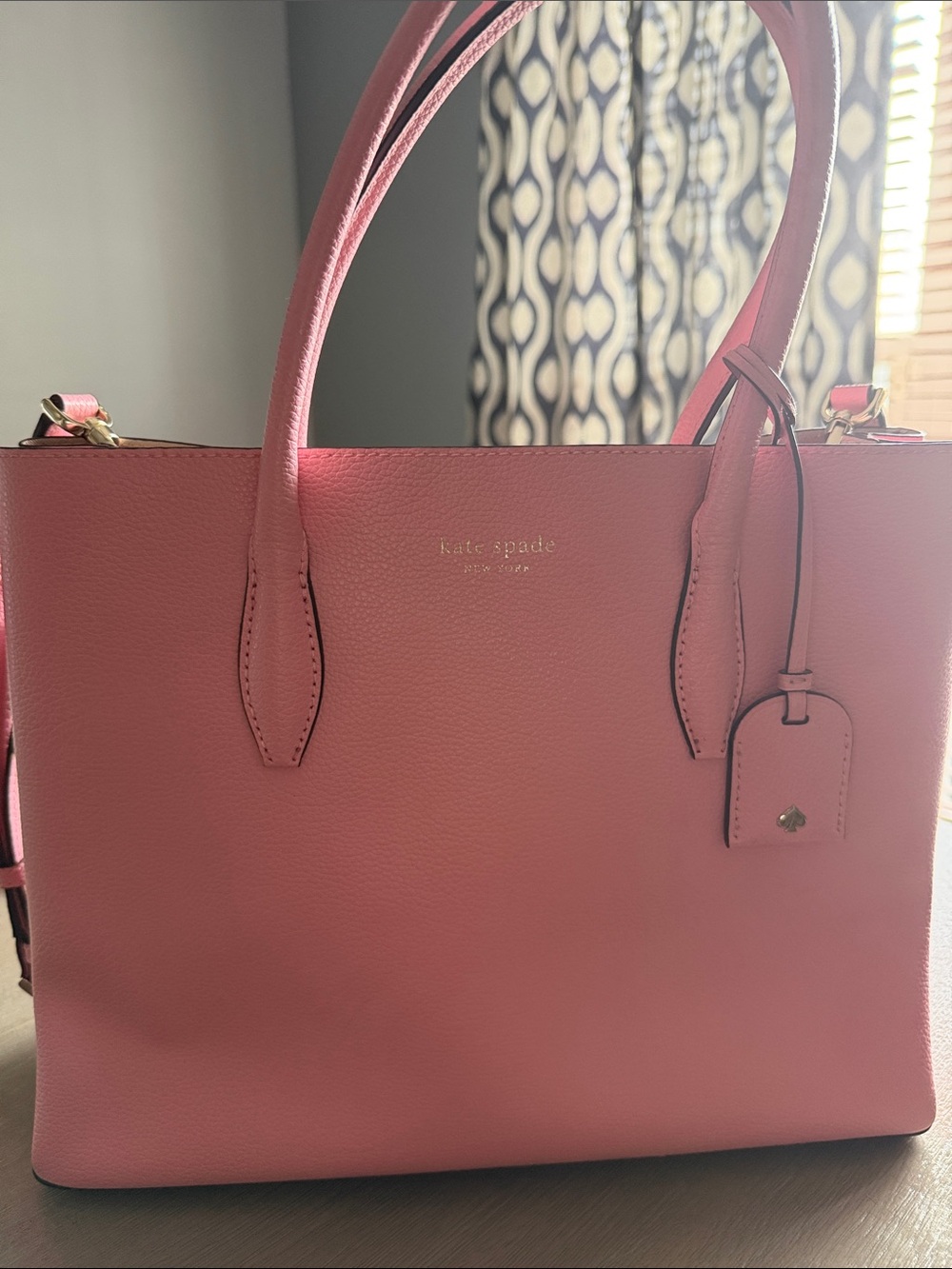 kate spade pink leather tote with top handles